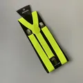 Bretelle elastiche a Y verde fluorescente con clip in metallo argento e supporto nero - Adulto / Verde Fluorescente