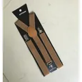 Bretelle elastiche marroni a Y con clip metalliche per adulti e bambini su scheda - Adulto / Cammello