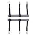 Adjustable black non-slip shirt stays with metal clips and elastic thigh straps for men - Black