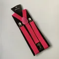 Bretelle elastiche a Y per bambini e adulti in rosa acceso con clip in metallo - Adulto / Rosa Rosso