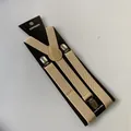 Bretelle elastiche color kaki con clip in metallo argento e confezione in cartone nero - Adulto / Beige