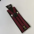 Bretelle elastiche a Y bordeaux con tre clip in metallo argentato su cartoncino - Adulto / Fucsia