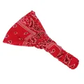 Red paisley print wide yoga headband with elastic back for women’s hair styling - Red
