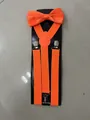 Conjunto de tirantes naranjas ajustables y pajarita a juego en panel negro - Conjunto Naranja