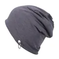 Gorro de punto gris oscuro con anillos metálicos dobles y estilo hip hop urbano moderno - Talla única / gris oscuro