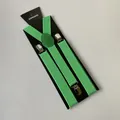 Bretelle elastiche a Y verde neon con clip in metallo e inserto in pelle verde - Adulto / Verde