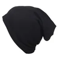 Versatile black slouchy beanie for outdoor cycling and windproof seamless sports wear - Black