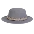 Sombrero de lana gris con ala ancha y banda decorativa de perlas y borlas de estilo retro - M (56-58cm) / Gris