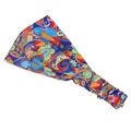 Vue détaillée de l'imprimé cachemire sur un bandeau de yoga large avec élastique - Bleu Multicolore