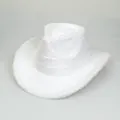 Detail of white fluffy cowboy hat showing thick plush texture and wide brimmed design - M (56-58cm) / White