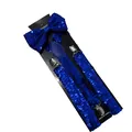 Sparkly royal blue sequined suspenders and matching bowtie set with silver metal clips - Blue Sequin Set