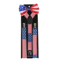 Adjustable elastic suspenders and bowtie set with American flag star and stripe pattern - US Flag Set
