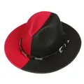 Détail du chapeau fedora bicolore rouge et noir avec clous argentés et boucle métal - M (56-58cm) / Style Décor Étoile en Métal / Vert armée