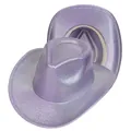 Metallic purple holographic cowboy hat with silver trim and wide brim for parties - M (56-58cm) / Light Purple