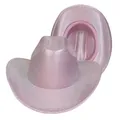 Pink glitter cowboy hat set for parties with metallic finish and wide brim design - M (56-58cm) / Sparkling Striped Pink (411-C)