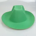 Detailed view of the bright green wool felt cowboy hat with wide brim and classic crown - M (56-58cm) / Basic Style (G) / Green