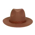 Klassischer brauner Cowboy-Filzhut mit einem geflochtenen Lederhutband-Detail - M (56-58cm) / 176 Braided Band Style / Khaki