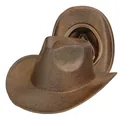 Sparkly metallic brown western cowboy hat with sequin brim for disco party outfit - Coffee Brown