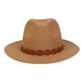 Retro Fedora aus Kamelwolle mit dunkelbraunem Flechtband im klassischen Western-Stil - M (56-58cm) / 176 Braided Band Style / D Camel