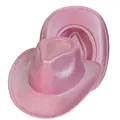 Glittery pink western cowboy hat with silver trim and woven texture for parties - M (56-58cm) / Pink