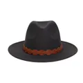 Western-Fedora-Hut aus dunkelgrauem Filz mit braunem geflochtenem Lederband-Dekor - M (56-58cm) / 176 Braided Band Style / E Dunkelgrau