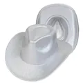 Metallic silver western cowboy hat for Halloween party with shimmering finish - M (56-58cm) / Silver