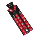 Elastic red Christmas suspenders featuring white snowman and snowflake patterns - Red (Snowman Snowflake)