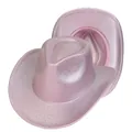 Two-piece set of pink metallic western cowboy hats with glitter finish and wide brim - M (56-58cm) / Light Pink