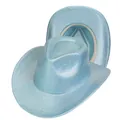 Light blue metallic western cowboy hat with silver trim and sparkly woven texture - M (56-58cm) / Light Blue