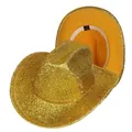 Chapeau de cowboy à paillettes dorées brillantes pour fêtes et spectacles de danse - Style Droit Or