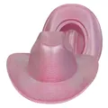 Metallic hot pink cowboy hat with silver stripes for Halloween party costumes - M (56-58cm) / Striped Rose Pink (411-A)