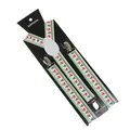 Christmas elastic Y-back suspenders with reindeer and tree patterns and metal clips - White (Red Green Reindeer Tree)