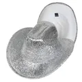 Chapeaux de cowboy argentés à paillettes avec jugulaire réglable pour les fêtes - Style Droit Argent