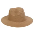 Klassischer dunkelkhakifarbener Strohhut im Fedora-Stil mit breiter Krempe - Khaki