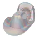 Holografischer Regenbogen Cowboyhut mit Metallic-Finish für Partys und Events - M (56-58cm) / Silber Regenbogen (413)