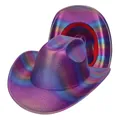 Regenbogenfarbener Metallic-Westernhut mit einem leuchtend roten Innenfutter - M (56-58cm) / Lila Regenbogen (413)