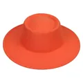 Vista dall'alto di un cappello in feltro arancione a tesa larga con corona piatta vintage - M (56-58cm) / Arancione