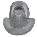 Silver western cowboy hat with black horizontal stripes and wide upturned brim - M (56-58cm) / Striped Silver Gray (411-F)