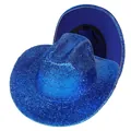 Chapeau de cowboy à paillettes bleu électrique pour fêtes et spectacles de scène - Style Droit Bleu Royal