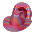 Regenbogen Cowboyhut mit Metallic-Effekt für festliche Karnevals- und Party-Events - M (56-58cm) / Rosarot Regenbogen (413)