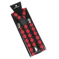 Unisex 2.5cm red and black argyle pattern elastic suspenders with silver metal clips - Red And Black Argyle Pattern (05)