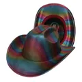 Regenbogen-Cowboyhut mit Metallic-Finish und rotem Futter für festliche Partys - M (56-58cm) / Dunkellila Regenbogen (413)