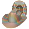 Regenbogen Cowboyhut mit holografischem Metallic-Finish für Party- und Festdekorationen - M (56-58cm) / Gelb Regenbogen (413)