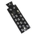 Elastic black suspenders featuring silver glitter dollar sign patterns and metal clips - Dollar Sign Pattern (01)