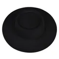 Classic black wide-brimmed felt fedora hat for women with a vintage recessed crown - M (56-58cm) / A Black