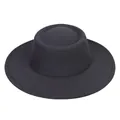 Classic black wool felt fedora hat with a wide brim and grooved crown for a retro style - M (56-58cm) / Dark Gray