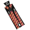 Adjustable unisex suspenders with red and yellow stripes and silver metal clips - Red And Yellow Diagonal Stripe (04)