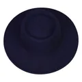 Classic navy blue wide brim wool fedora hat with a minimalist vintage design - M (56-58cm) / Navy Blue