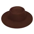 Cappello classico a tesa larga in feltro di lana marrone cioccolato stile minimal - M (56-58cm) / Caffè