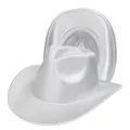 Sparkly pearlescent white western cowboy hat with wide brim for retro party wear - Silver White